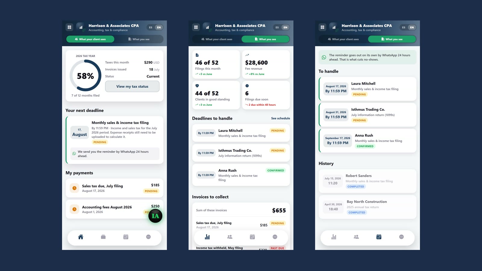Your whole accounting practice in one app: control for your clients, your team and every deadline