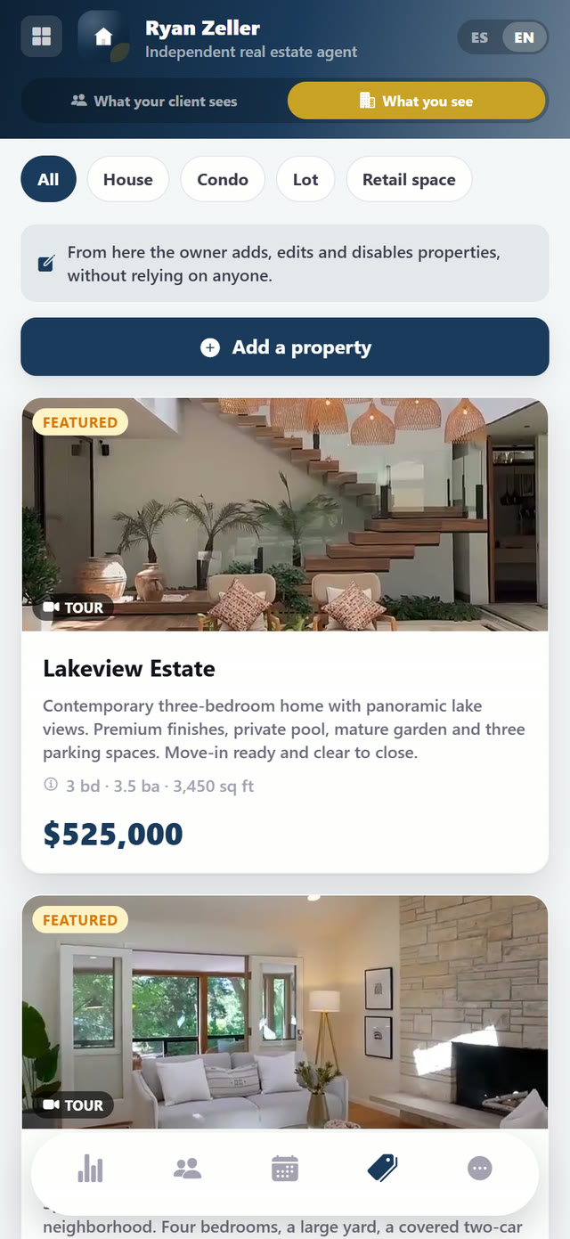 You add and edit your own listings, with no middleman.