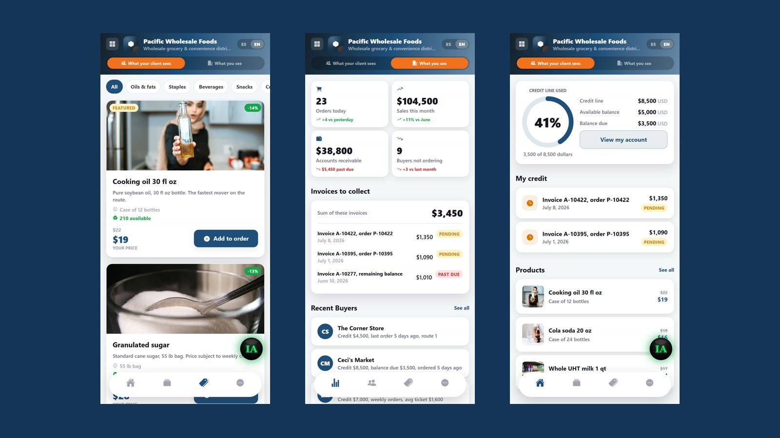 Your whole wholesale business in one app: control for your buyers, your catalog and your receivables