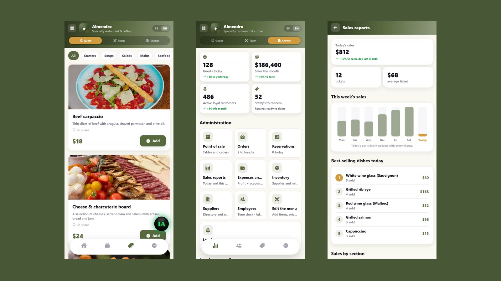 Your whole restaurant in one app: control for your guests, your staff and your back office