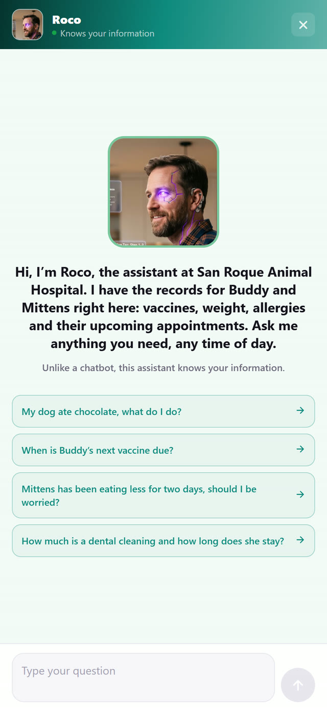 Roco, your AI assistant: it knows every patient’s chart.