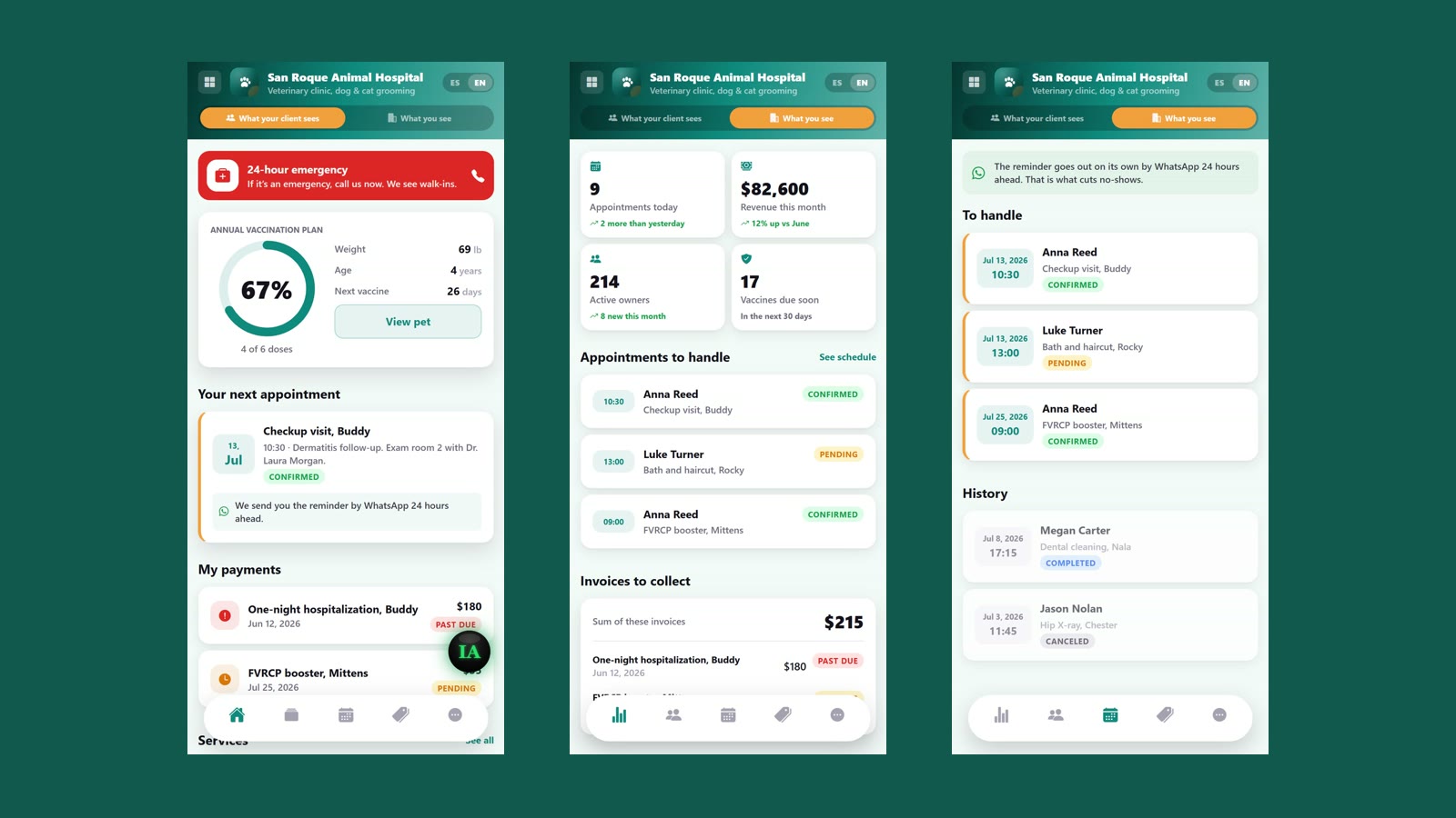 Your whole practice in one app: control for your patients, your team and your schedule